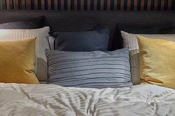 Image showing Bedroom bed with pillows