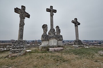 Image showing Crosses on a hill