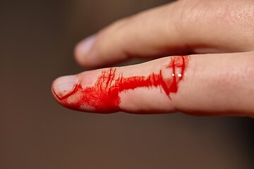 Image showing Cut finger bleeding