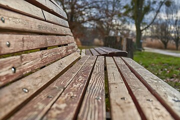 Image showing PArk bench close up