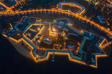 Image showing Peter and Paul Fortress at night