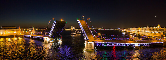 Image showing Aerial view of Palace bridge in St. Petersburg