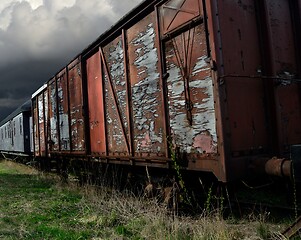 Image showing old shabby railroad cars 