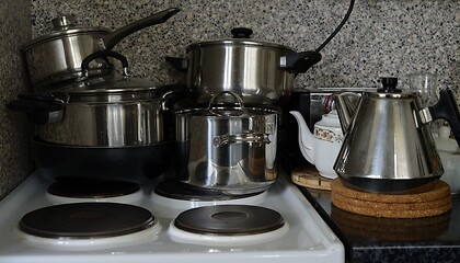 Image showing various dishes in the kitchen