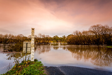 Image showing Road cut by flood waters in Australia