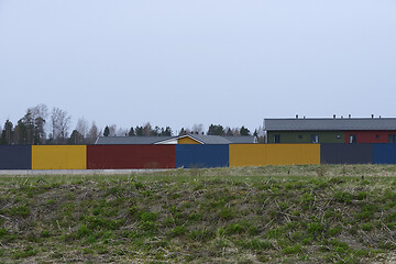 Image showing fenced residential area, deadpan photo