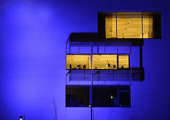 Image showing blue wall of a house 