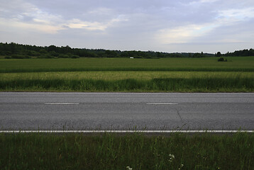 Image showing asphalt road along the field somewhere in Finland