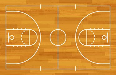 Image showing Basketball fireld with markings and wood texture. Vector