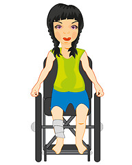 Image showing Girl in wheelchairs on white background is insulated