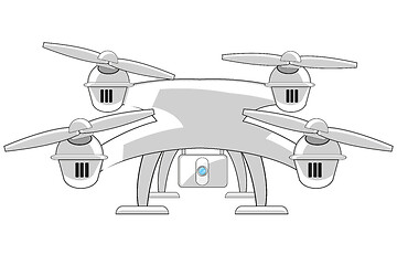 Image showing quadcopter with camera on white background is insulated