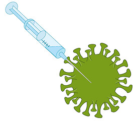 Image showing Bacteria coronavirus and syringe with vaccine cartoon