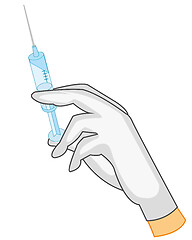 Image showing Syringe in hand on white background is insulated