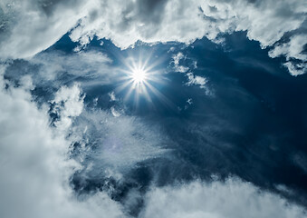 Image showing Sun in blue sky background