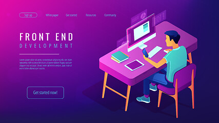 Image showing Isometric front end development landing page concept.