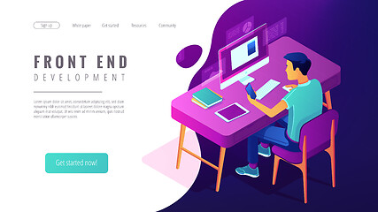 Image showing Isometric front end development landing page concept.