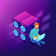 Image showing Isometric blockchain development concept.