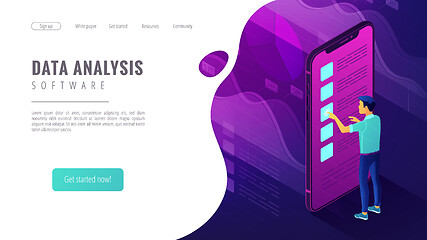 Image showing Isometric big data analysis landing page concept.