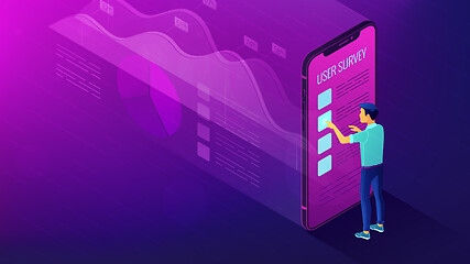 Image showing Isometric data analysis, feedback and research concept.