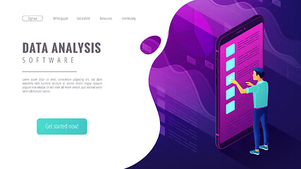 Image showing Isometric big data analysis landing page concept.