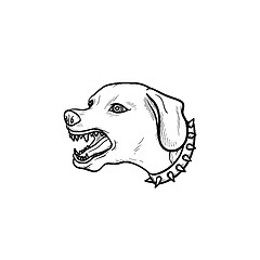 Image showing Angry dog with teeth hand drawn outline doodle icon.