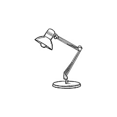 Image showing Table lamp hand drawn outline doodle icon.