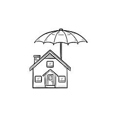 Image showing House insurance hand drawn outline doodle icon.