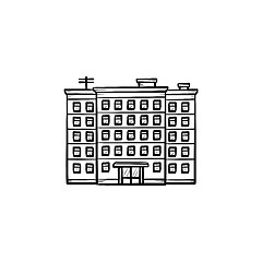 Image showing Block of flats hand drawn outline doodle icon.