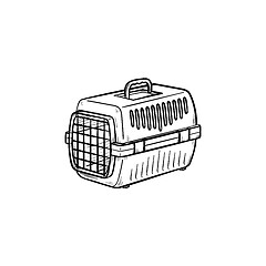 Image showing Pets transport box hand drawn outline doodle icon.