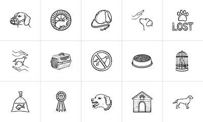 Image showing Pets hand drawn outline doodle icon set.