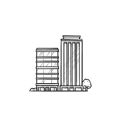 Image showing Ecological residential building hand drawn outline doodle icon.