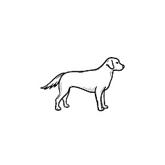 Image showing Friendly dog hand drawn outline doodle icon.