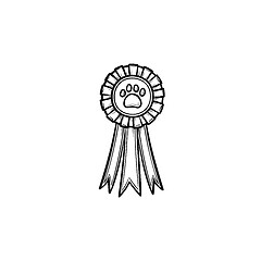 Image showing Pets award rosette hand drawn outline doodle icon.