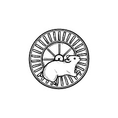 Image showing Hamster wheel hand drawn outline doodle icon.