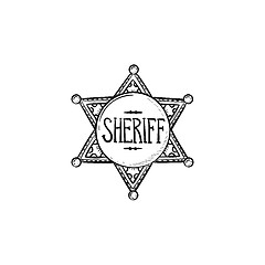 Image showing Sheriff star hand drawn outline doodle icon.