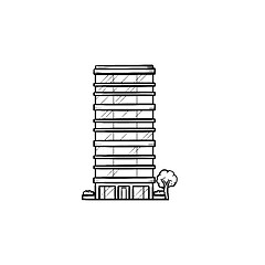 Image showing Skyscraper hand drawn outline doodle icon.