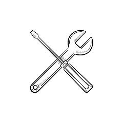 Image showing Repair tools hand drawn outline doodle icon.