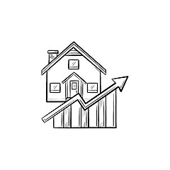 Image showing Real estate market growth hand drawn outline doodle icon.