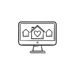 Image showing Real estate website hand drawn outline doodle icon.