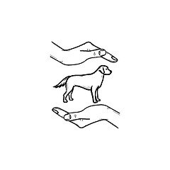 Image showing Helping pet hand drawn outline doodle icon.