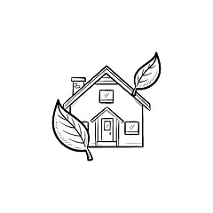 Image showing Ecological house hand drawn outline doodle icon.