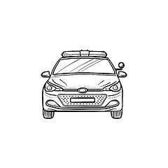 Image showing Police car hand drawn outline doodle icon.