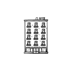 Image showing Apartment building hand drawn outline doodle icon.