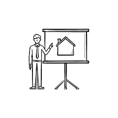 Image showing Real estate presentation hand drawn outline doodle icon