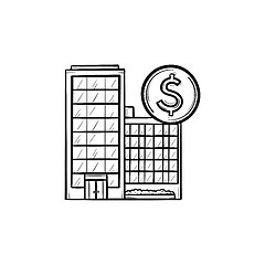 Image showing Corporate business buildings hand drawn outline doodle icon.