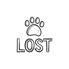 Image showing Lost dog hand drawn outline doodle icon.