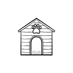 Image showing Doghouse hand drawn outline doodle icon.