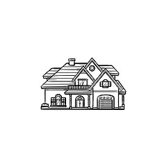 Image showing Private house hand drawn outline doodle icon.