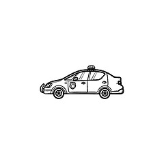 Image showing Police car hand drawn outline doodle icon.