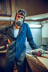 Image showing Portrait of serious professional carpenter